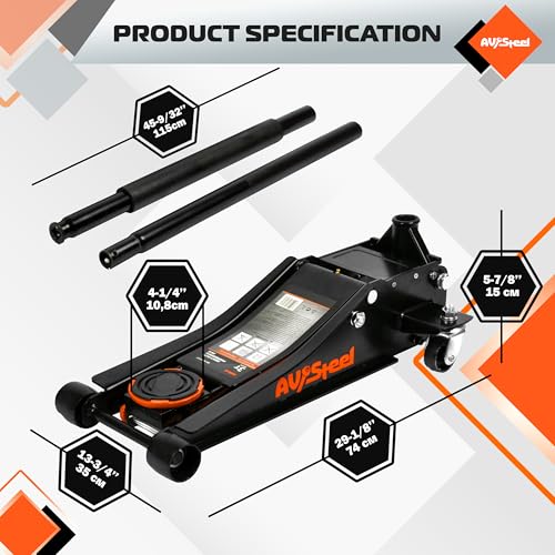 Low Profile Floor Jack 3 Ton with Dual Pistons Quick Lift Pump Q24137