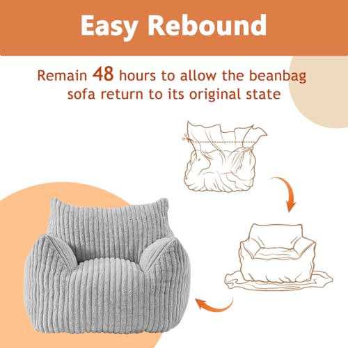 Plush Bean Bag Chair with Armrests for Adults and Teens M473