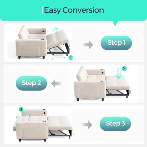 3-in-1 Convertible Sofa Bed with Charging Station, Green R3379