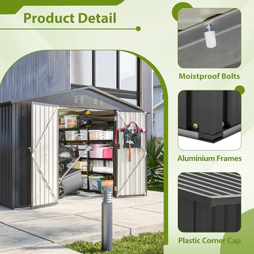 Outdoor Storage Shed, Heavy-Duty All-Weather Tool Shed with Lockable Doors C3585