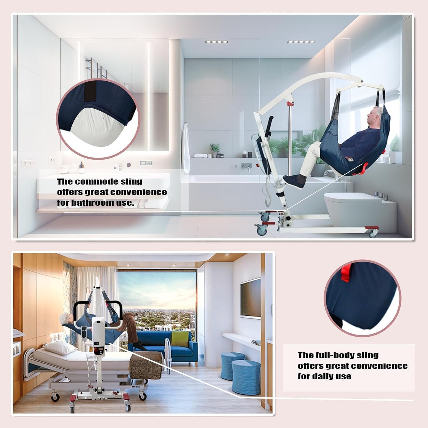 Foldable Electric Patient Transfer Lift with 2 Slings, 500 lbs Capacity J456850
