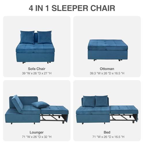 Sofa Bed Convertible Pull Out Couch with 2 Throw Pillows, Dark Grey Z539533