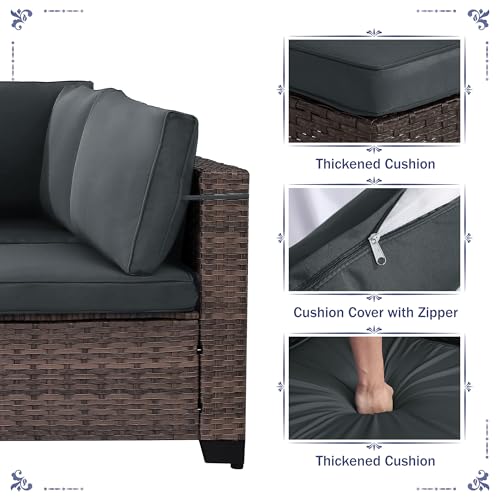 Outdoor Sectional Sofa Set with Cushions and Glass Coffee Table T1708