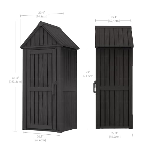 Outdoor Storage Shed with Lock, Waterproof Resin Garden Cabinet K95396