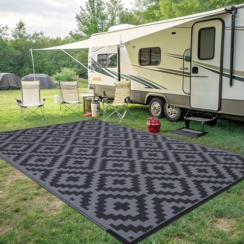 Waterproof Outdoor Rug 5x8 ft, Reversible Plastic Straw Patio Mat Z2613