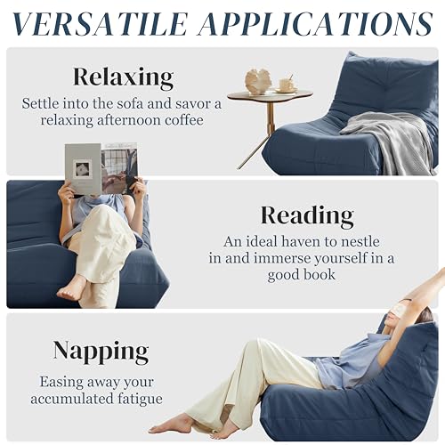 Bean Bag Chair for Adults, Suede & Microfiber Corner Lounge Sofa, 3-Seater, Beige F9802