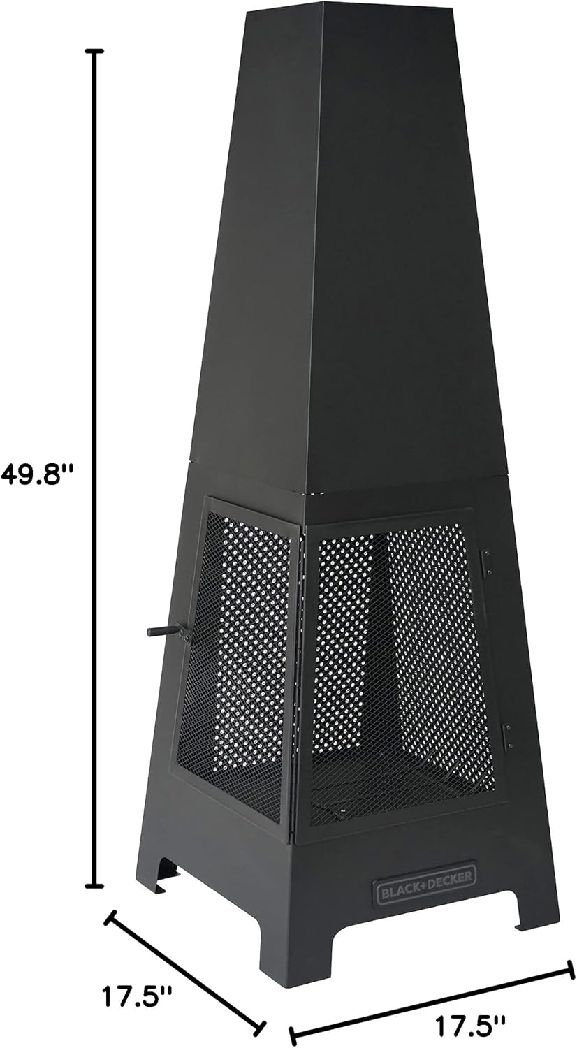 Outdoor Woodburning Chiminea Fireplace with Hinged Mesh Doors Y297