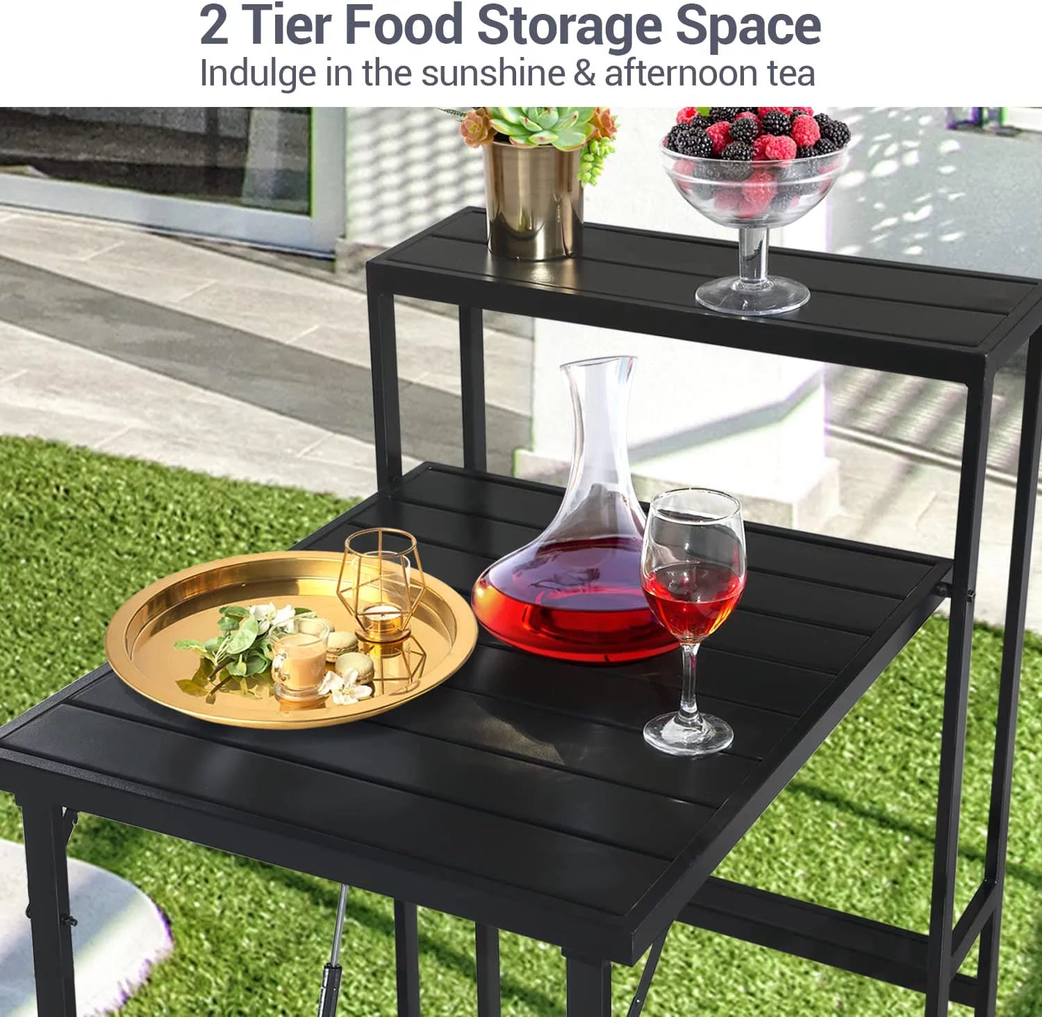 Patio Bistro Set 3 Piece Outdoor Folding Furniture with Coffee Table M8343