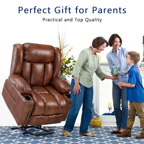 Power Lift Recliner Chair for Elderly with Heat and Massage, Adjustable Positions, Dark Brown P618617