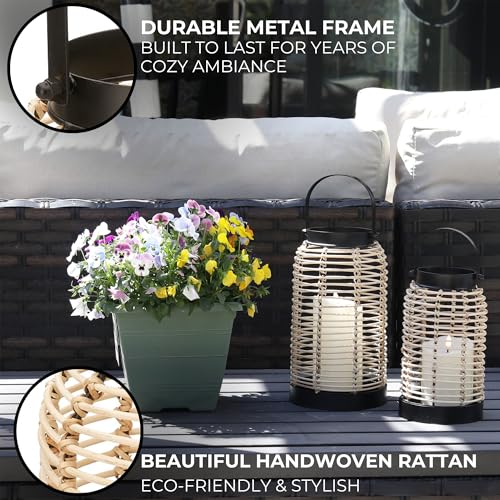 Natural Rattan Boho Lanterns Handcrafted Home Decor for Indoor Outdoor Living Room Patio O5290