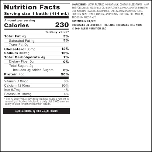 Chocolate Protein Shake, 45g Protein, Ready to Drink, 12 Count P60382