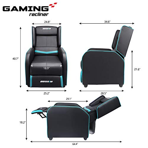 Gaming Recliner Chair for Adults, PU Leather Ergonomic Racing Style, Grey B7581