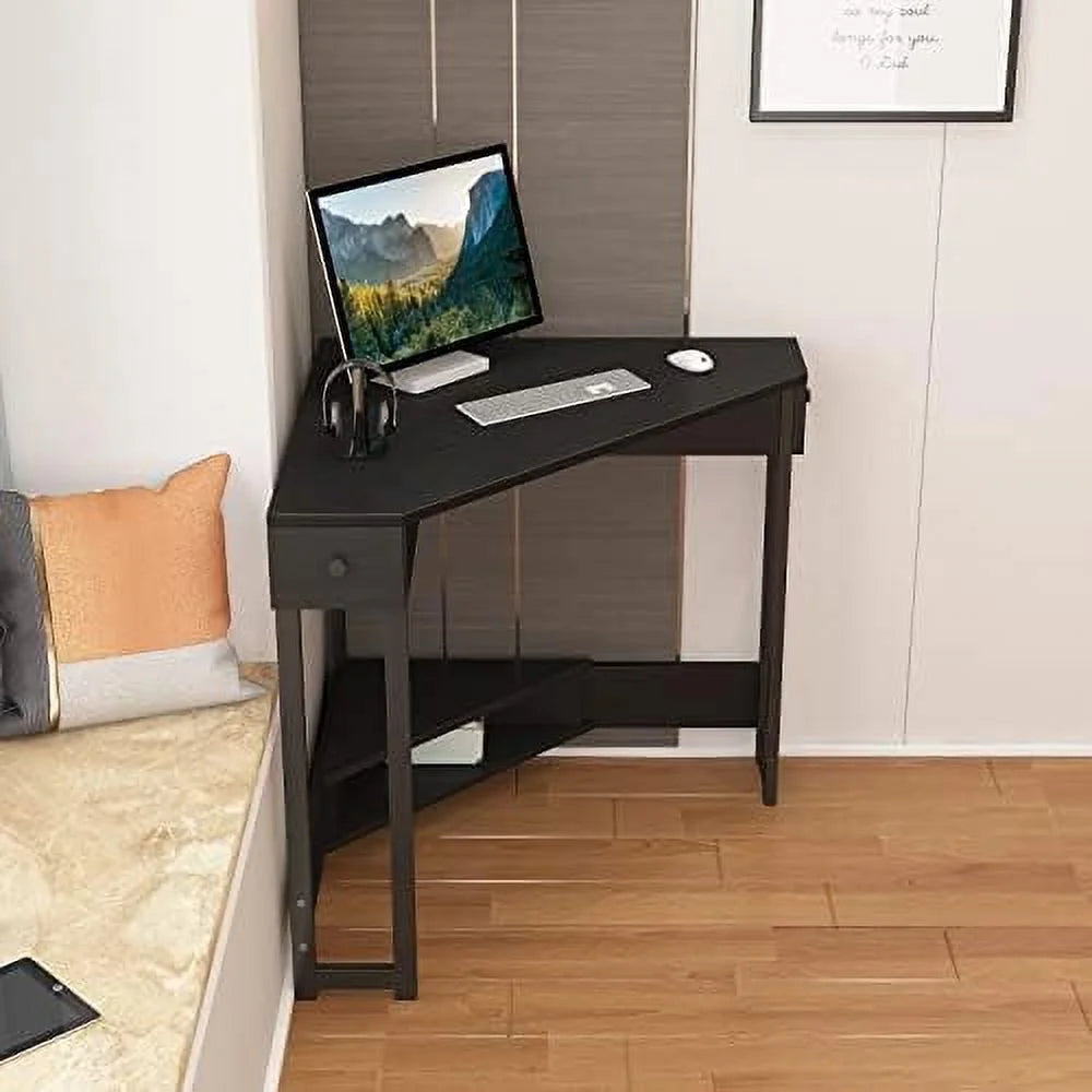 Corner Desk 31.5 Inch Triangle Computer Desk with Drawer for Small Space K172