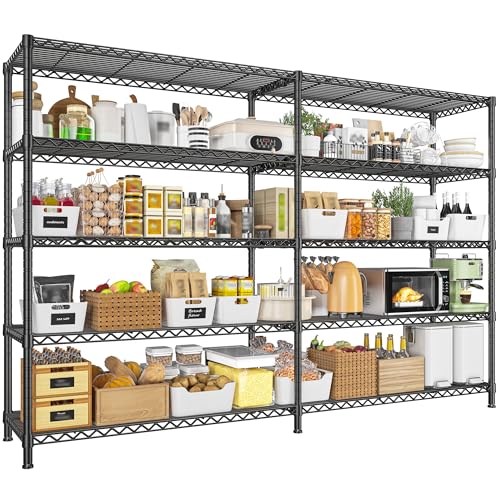 Metal Storage Shelving Unit 5-Tier Heavy Duty Adjustable Wire Shelves F25196