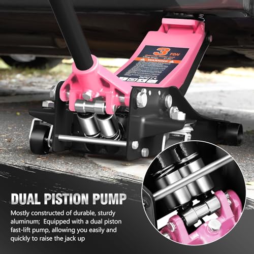 Floor Jack 3 Ton Capacity, Low Profile Heavy Duty Hydraulic Car Jack, Lifting Range 3"-20" O821