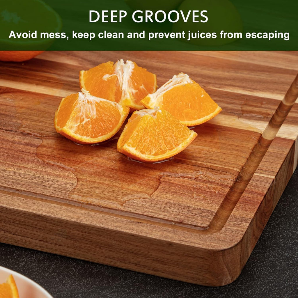 Acacia Wood Cutting Board 24x18 inch with Handle and Juice Groove Z760