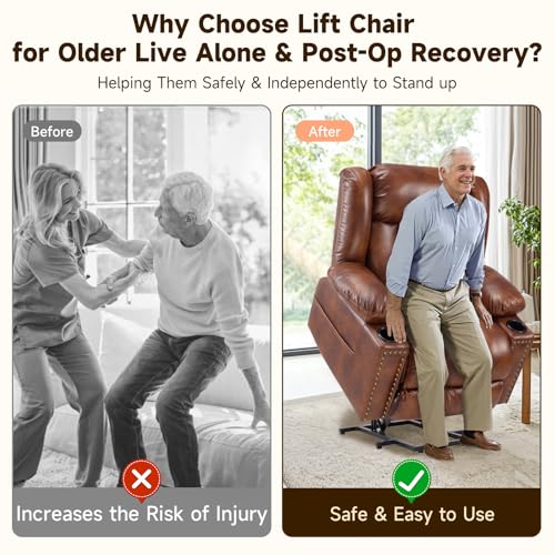 Power Lift Recliner Chair for Elderly with Heat and Massage, Adjustable Positions, Dark Brown P618617
