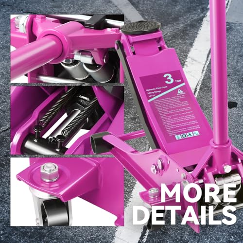 4 Ton Low Profile Floor Jack, Heavy Duty Steel Hydraulic with Dual Pistons Quick Lift Pump P3195