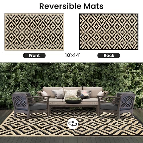 Waterproof Outdoor Rug 5x8 ft, Reversible Plastic Straw Patio Mat Z2613