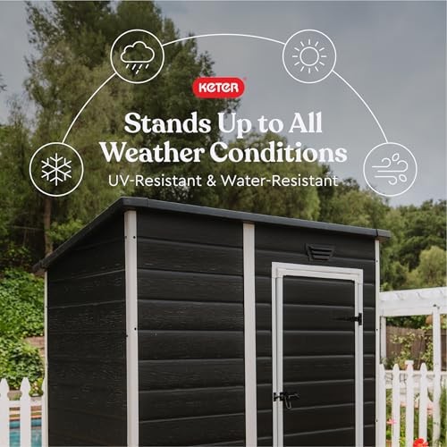 Outdoor Storage Shed 4x6 Resin for Patio Furniture, Garden Tools and Lawn Mower H639446