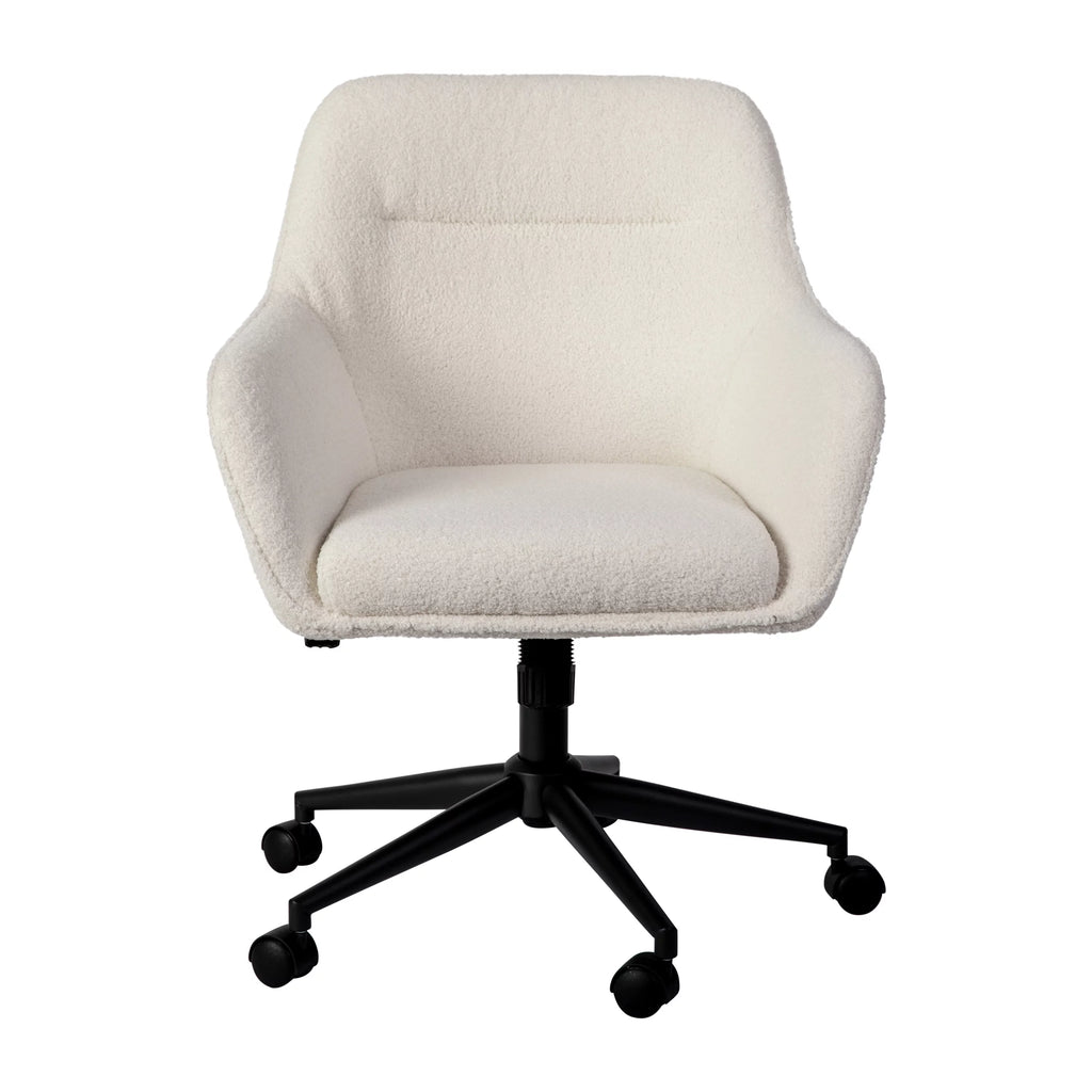 Upholstered Office Chair in White and Bronze D308