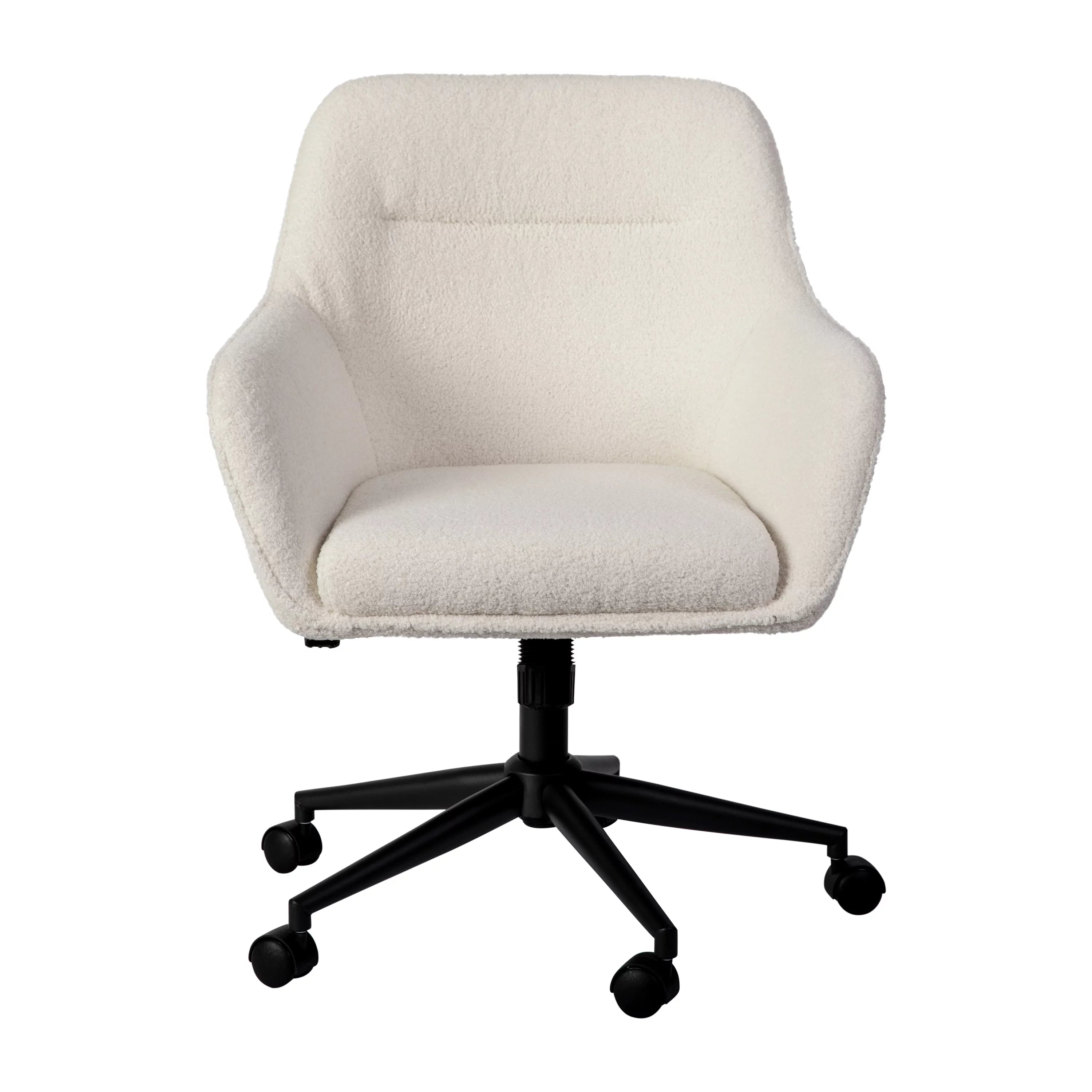 Upholstered Office Chair in White and Bronze D308