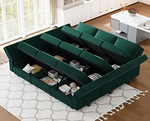 Modular Velvet Sectional Sofa with Chaise Lounge and Storage X4138
