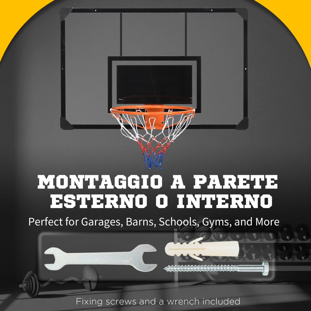 Wall Mounted Basketball Hoop with Shatter Proof Backboard W146