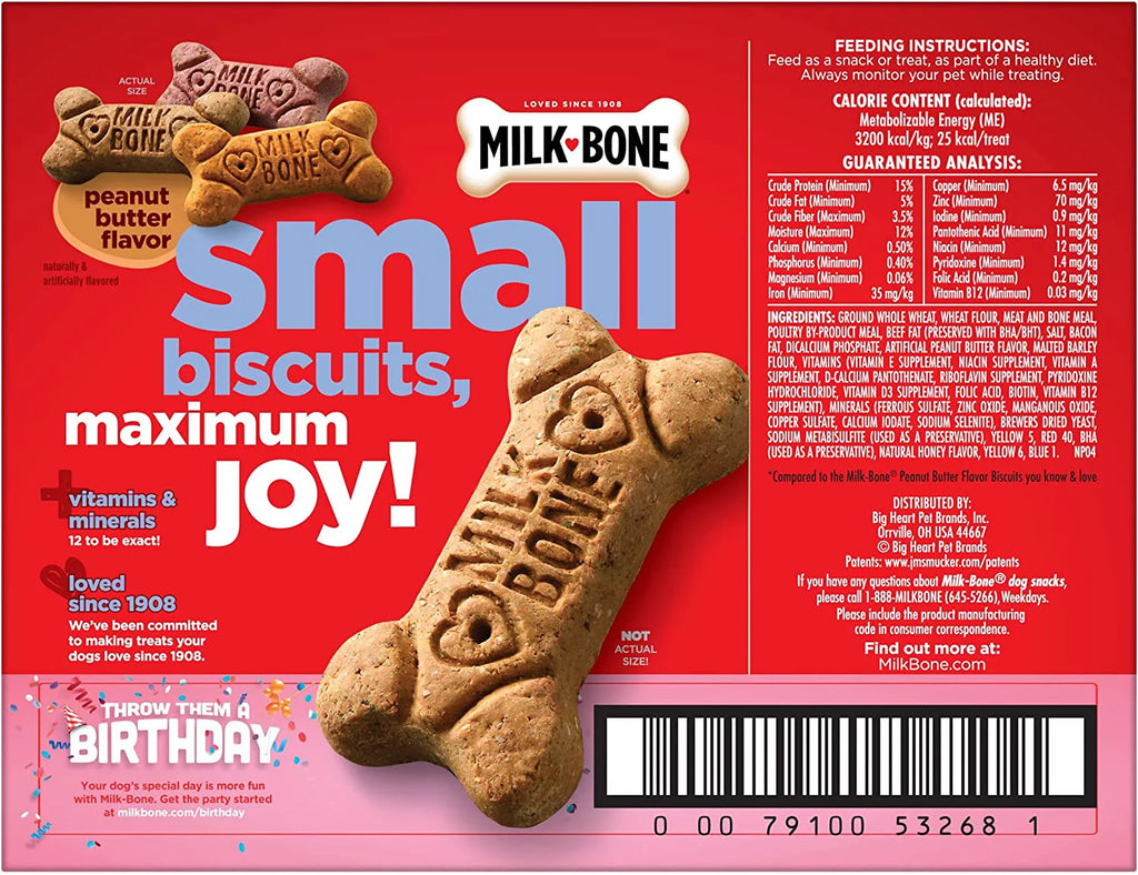 Peanut Butter Dog Treats, Small Biscuits, 7 Pounds H3956