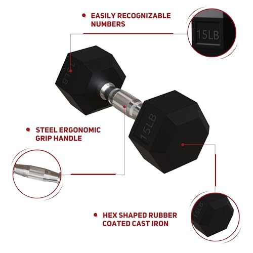 Rubber Coated Hex Dumbbell Set with Storage Rack T1246