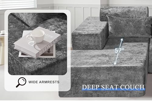 L-Shape Modular Sectional Sofa with Deep Seat, No Assembly Required C597556