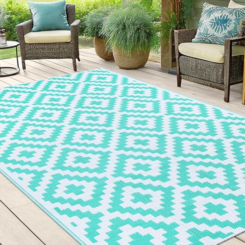 Waterproof Outdoor Rug 5x8 ft, Reversible Plastic Straw Patio Mat Z2613