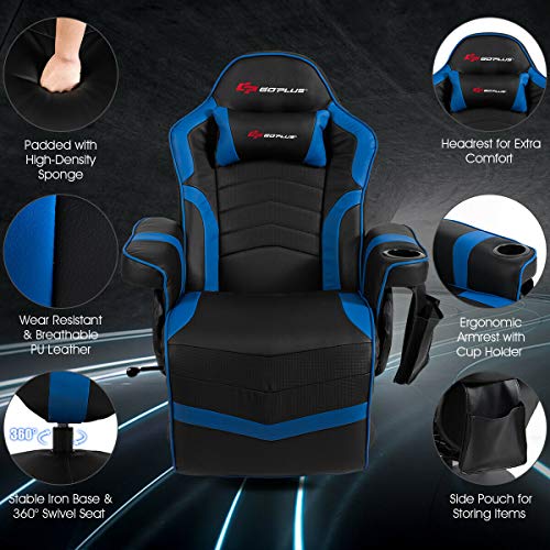 Massage Gaming Chair with Adjustable Backrest and Footrest G669073