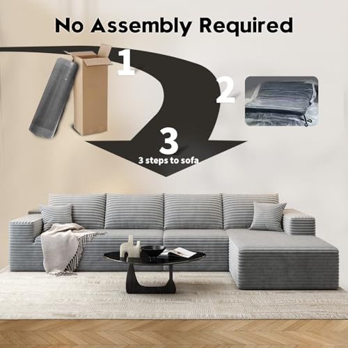 Modular Sectional Sofa with Ottoman, U-Shaped Deep Seat Couch for Living Room O870