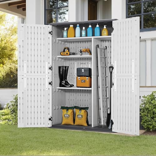 Plastic Storage Shed 4.3 x 2.5 ft, Waterproof Outdoor Cabinet with Floor L995