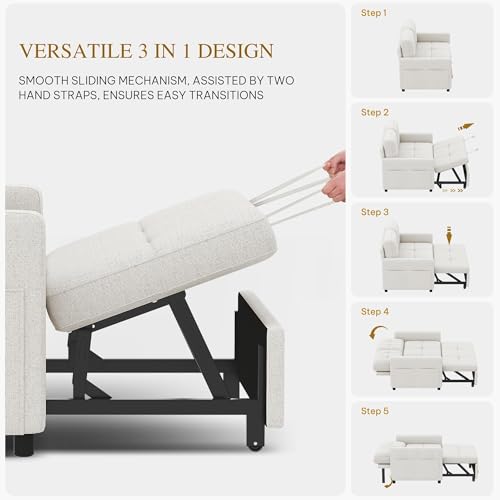 Convertible Sofa Bed 3-in-1 Sleeper with Adjustable Backrest I87565