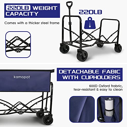 Folding Utility Wagon Cart with Wheels and Cupholders Y414202