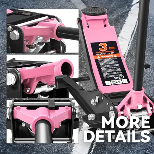 4 Ton Low Profile Floor Jack, Heavy Duty Steel Hydraulic with Dual Pistons Quick Lift Pump P3195