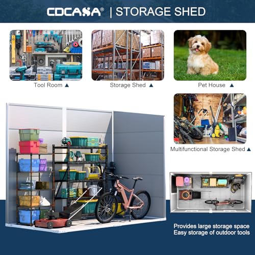Resin Storage Shed, Waterproof Outdoor Shed with Floor, Lockable Door & 2 Windows G278