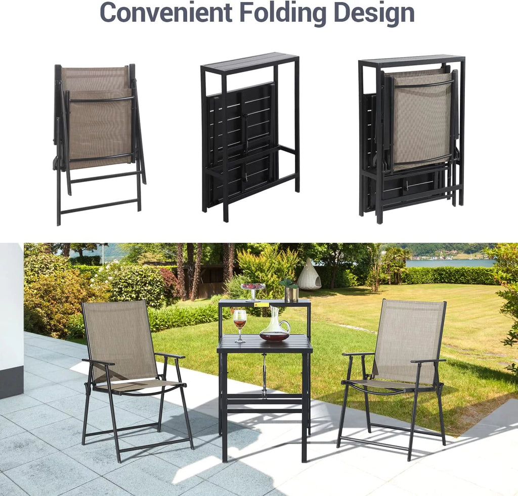 Patio Bistro Set 3 Piece Outdoor Folding Furniture with Coffee Table M8343