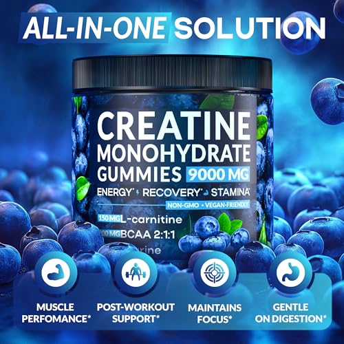 Creatine Monohydrate Gummies 9000 mg for Muscle Growth, 120 Count P515847