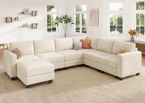Corduroy Modular Sectional Couch with Storage, L-Shaped, 6 Seater, Dark Gray X823135