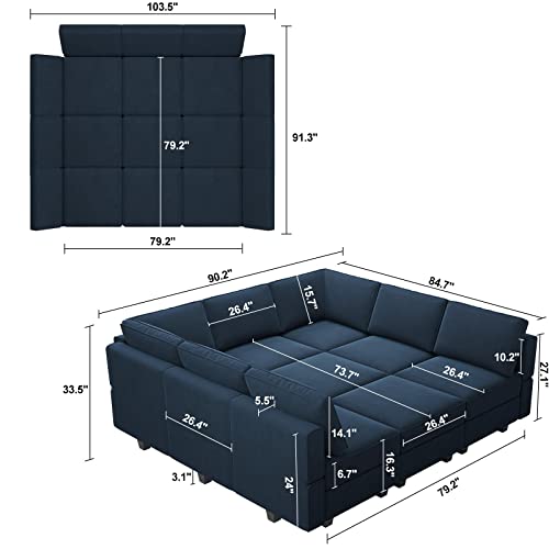 Modular Velvet Sectional Sofa with Chaise Lounge and Storage X4138