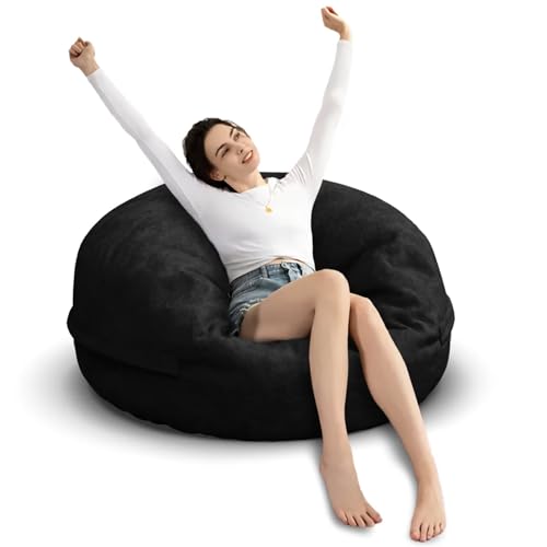 Bean Bag Chair for Adults 3FT, Soft Removable Cover, Light Gray X3039