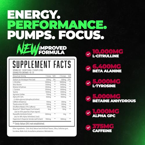 Pre Workout, Advanced Formula, Boosts Energy, Focus & Performance B1952