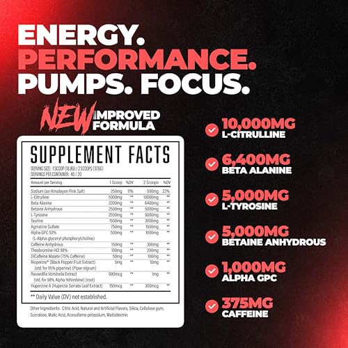 Pre Workout, Advanced Formula, Boosts Energy, Focus & Performance B1952