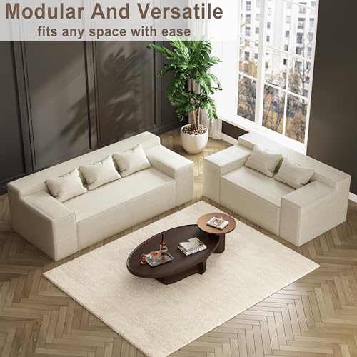 Small Sofa Loveseat with 2 Pillows, Cat-Scratch Resistant Linen, Grey K916760