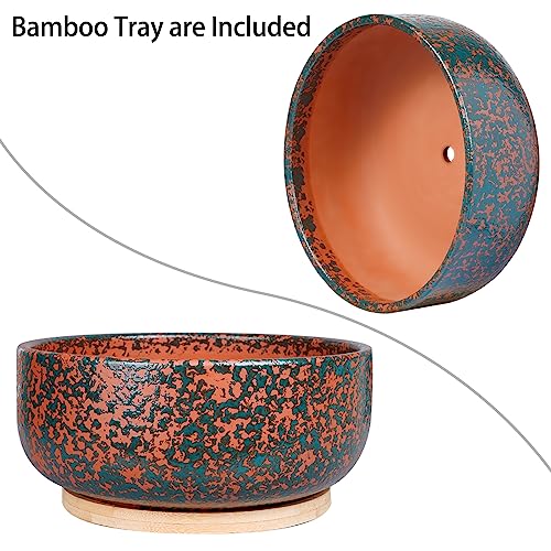 Terracotta Planter with Drainage Hole and Bamboo Saucer E8585