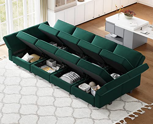 Modular Velvet Sectional Sofa with Chaise Lounge and Storage X4138