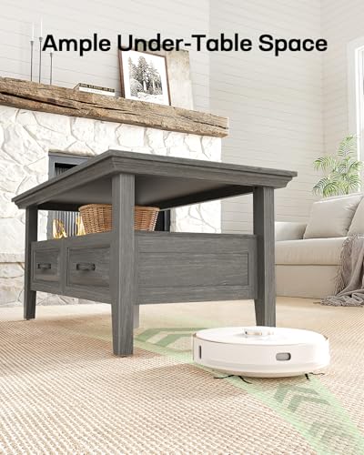 Lift Top Coffee Table with Open and Hidden Storage, Modern Fluted Design S200567